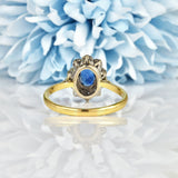 Ellibelle Jewellery VINTAGE 1970S SAPPHIRE & DIAMOND CLUSTER RING