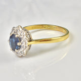 Ellibelle Jewellery VINTAGE 1970S SAPPHIRE & DIAMOND CLUSTER RING