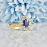 Ellibelle Jewellery VINTAGE 1970S SAPPHIRE & DIAMOND CLUSTER RING
