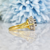 Ellibelle Jewellery VINTAGE 1970S SAPPHIRE & DIAMOND ROUND CLUSTER RING