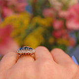 Ellibelle Jewellery Vintage 1970s Sapphire & Diamond Triple Cluster Ring