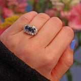 Ellibelle Jewellery Vintage 1970s Sapphire & Diamond Triple Cluster Ring