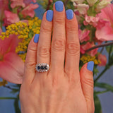 Ellibelle Jewellery Vintage 1970s Sapphire & Diamond Triple Cluster Ring