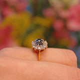 Ellibelle Jewellery Vintage 1970s Sapphire & Diamond Triple Cluster Ring
