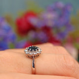 Ellibelle Jewellery Vintage 1970s Sapphire & Diamond White Gold Cluster Ring