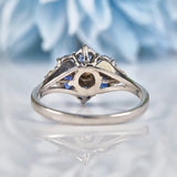 Ellibelle Jewellery Vintage 1970s Sapphire & Diamond White Gold Cluster Ring