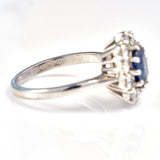 Ellibelle Jewellery Vintage 1970s Sapphire & Diamond White Gold Cluster Ring