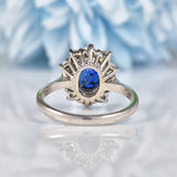 Ellibelle Jewellery Vintage 1970s Sapphire & Diamond White Gold Cluster Ring