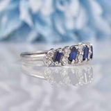 Ellibelle Jewellery Vintage 1970s Sapphire & Diamond White Gold Half Eternity Band Ring