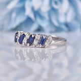 Ellibelle Jewellery Vintage 1970s Sapphire & Diamond White Gold Half Eternity Band Ring