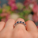 Ellibelle Jewellery Vintage 1970s Sapphire & Diamond White Gold Half Eternity Band Ring