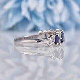 Ellibelle Jewellery Vintage 1970s Sapphire & Diamond White Gold Half Eternity Band Ring
