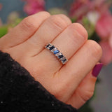 Ellibelle Jewellery Vintage 1970s Sapphire & Diamond White Gold Half Eternity Band Ring