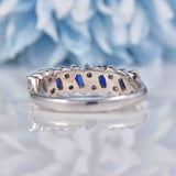 Ellibelle Jewellery Vintage 1970s Sapphire & Diamond White Gold Half Eternity Band Ring