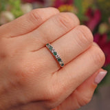 Ellibelle Jewellery Vintage 1972 Emerald & Diamond White Gold Half Eternity Band Ring