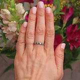 Ellibelle Jewellery Vintage 1972 Emerald & Diamond White Gold Half Eternity Band Ring