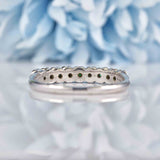 Ellibelle Jewellery Vintage 1972 Emerald & Diamond White Gold Half Eternity Band Ring