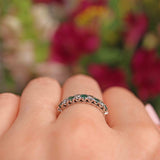 Ellibelle Jewellery Vintage 1972 Emerald & Diamond White Gold Half Eternity Band Ring