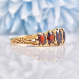 Ellibelle Jewellery Vintage 1972 Garnet Five Stone 9ct Gold Ring