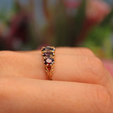 Ellibelle Jewellery Vintage 1972 Garnet Five Stone 9ct Gold Ring