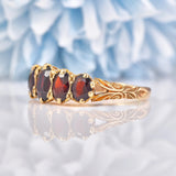 Ellibelle Jewellery Vintage 1972 Garnet Five Stone 9ct Gold Ring