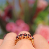 Ellibelle Jewellery Vintage 1972 Garnet Five Stone 9ct Gold Ring
