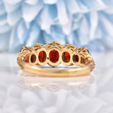 Ellibelle Jewellery Vintage 1972 Garnet Five Stone 9ct Gold Ring