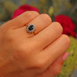 Ellibelle Jewellery Vintage 1972 Green Tourmaline & Diamond Cluster Ring