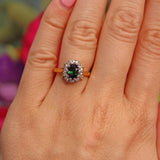 Ellibelle Jewellery Vintage 1972 Green Tourmaline & Diamond Cluster Ring