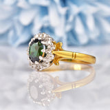 Ellibelle Jewellery Vintage 1972 Green Tourmaline & Diamond Cluster Ring