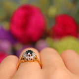Ellibelle Jewellery Vintage 1972 Green Tourmaline & Diamond Cluster Ring
