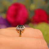 Ellibelle Jewellery Vintage 1972 Green Tourmaline & Diamond Cluster Ring