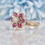 Ellibelle Jewellery Vintage 1972 Ruby & Diamond 18ct White Gold Star Cluster Ring