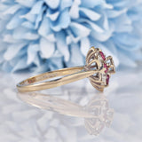 Ellibelle Jewellery Vintage 1972 Ruby & Diamond 18ct White Gold Star Cluster Ring