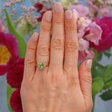 Ellibelle Jewellery Vintage 1973 Peridot & Diamond 18ct Gold Cluster Ring