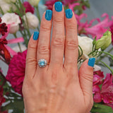 Ellibelle Jewellery Vintage 1974 Blue Zircon & Diamond 18ct Gold Cluster Ring