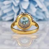 Ellibelle Jewellery Vintage 1974 Blue Zircon & Diamond 18ct Gold Cluster Ring