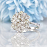 Ellibelle Jewellery Vintage 1974 Diamond 18ct White Gold Cluster Dress Ring (2.47cts)