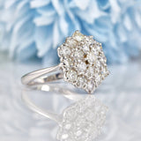 Ellibelle Jewellery Vintage 1974 Diamond 18ct White Gold Cluster Dress Ring (2.47cts)