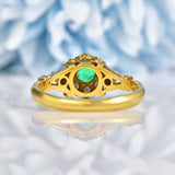 Ellibelle Jewellery Vintage 1974 Emerald & Diamond 18ct Gold Cluster Ring