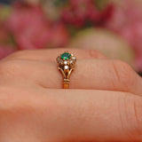Ellibelle Jewellery Vintage 1974 Emerald & Diamond 18ct Gold Cluster Ring