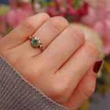 Ellibelle Jewellery Vintage 1974 Emerald & Diamond 18ct Gold Cluster Ring