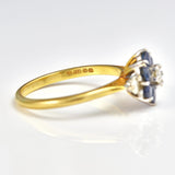 Ellibelle Jewellery Vintage 1975 Blue Sapphire & Diamond Gold Cluster Ring