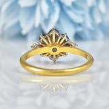 Ellibelle Jewellery Vintage 1975 Blue Sapphire & Diamond Gold Cluster Ring