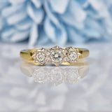 Ellibelle Jewellery Vintage 1975 Diamond 18ct Gold Three Stone Engagement Ring