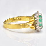 Ellibelle Jewellery Vintage 1975 Emerald & Diamond 18ct Gold Cluster Ring