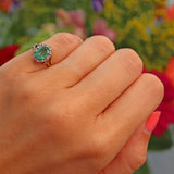 Ellibelle Jewellery Vintage 1975 Emerald & Diamond 18ct Gold Cluster Ring