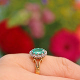 Ellibelle Jewellery Vintage 1975 Emerald & Diamond 18ct Gold Cluster Ring