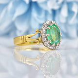 Ellibelle Jewellery Vintage 1975 Emerald & Diamond 18ct Gold Cluster Ring