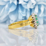 Ellibelle Jewellery Vintage 1975 Emerald & Diamond 18ct Gold Cluster Ring